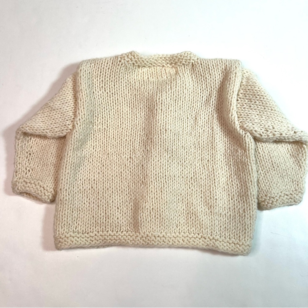 NWOT Mako Hand Knit Wool Blend Cardigan Natural - Picture 8 of 8